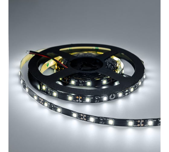 Светодиодная лента Eleganz LUX 2835 60 LED 4.8W/M 12V холодная 6000К ЧЕРНАЯ ОСНОВА 9009