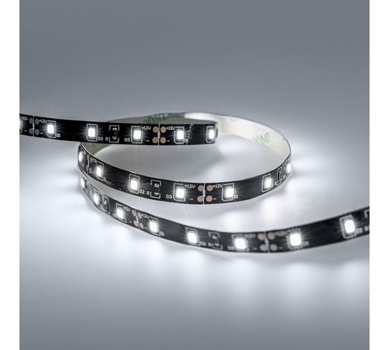 Светодиодная лента Eleganz LUX 2835 60 LED 4.8W/M 12V холодная 6000К ЧЕРНАЯ ОСНОВА 9009