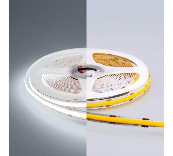 Светодиодная лента Eleganz LUX COB 9W/M 12V, 512 диод/м, 110Лм/Вт, холодная 6000К ширина 8мм 990086