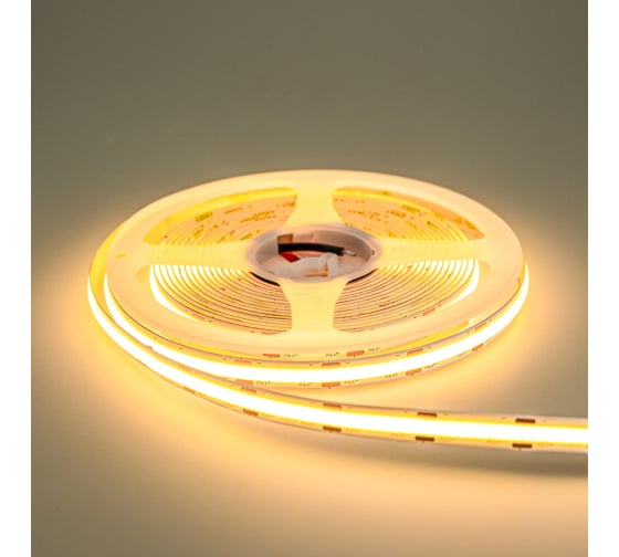 Светодиодная лента Eleganz LUX COB 9W/M 12V, 512 диод/м, 110Лм/Вт, теплая 3000К ширина 8мм 990084