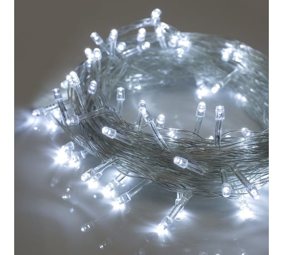 Гирлянда-нить Luazon ECO, IP20, 10 м, Н.С. LED-100-220V, 8 режимов, БЕЛЫЙ 3556780