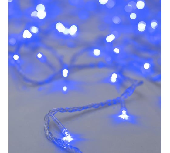 Гирлянда-нить Luazon ECO, IP20, 10 м, Н.С. LED-100-220V, 8 режимов, СИНИЙ 3556782