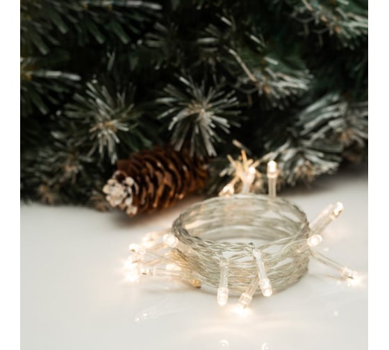 Гирлянда-нить Luazon ECO, IP20, 2 м, Н.С. LED-20-4.5 V, 3*АА (в комплект не входят), 2 режима, ТЕПЛЫЙ БЕЛЫЙ 3584011 1