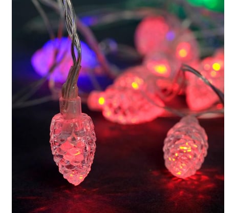 Гирлянда-нить Luazon, 5 м, с насадками Шишка большая, Н.С. LED-20-220V, мигание, МУЛЬТИ 671579