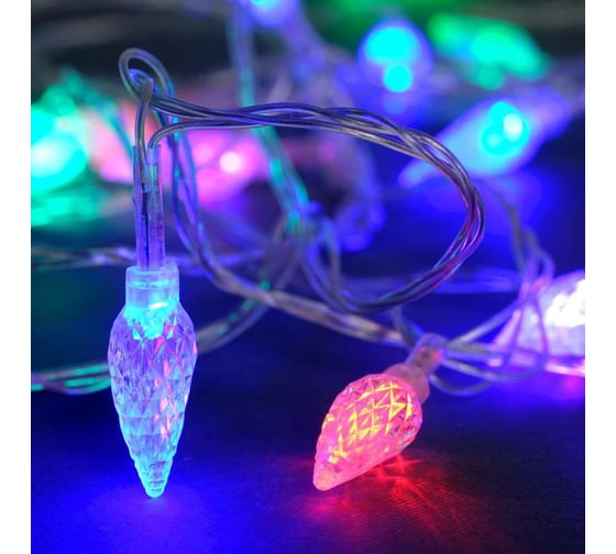 Гирлянда-нить Luazon, 5 м, с насадками Шишки, Н.С. LED-20-220V, мигание, МУЛЬТИ 185508