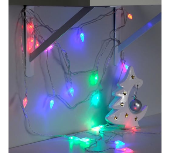 Гирлянда-нить Luazon, 5 м, с насадками Шишки, Н.С. LED-20-220V, мигание, МУЛЬТИ 185508