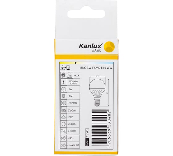 Светодиодная лампа KANLUX BILO 3W, T, SMD, E14 WW 23040