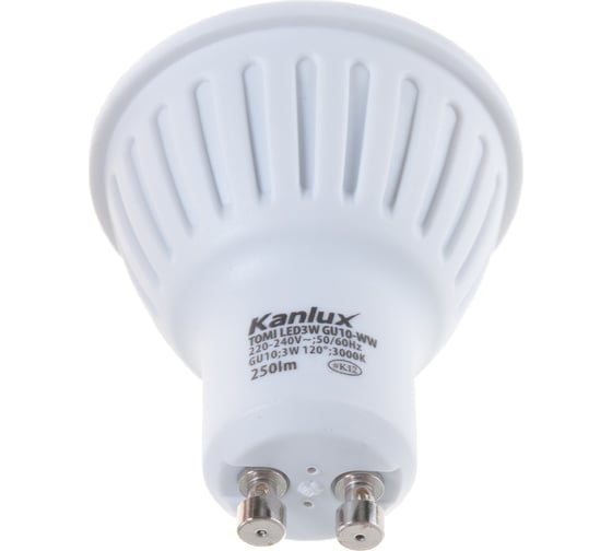 Светодиодная лампочка KANLUX TOMI, LED, 3W, GU10, WW 22702