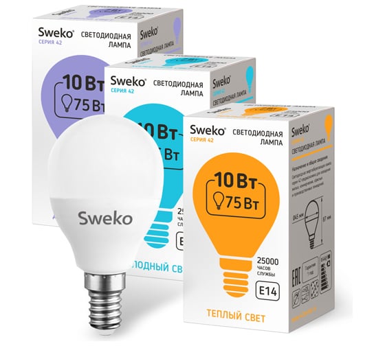 Светодиодная лампа Sweko 42LED-G45-10W-230-3000K-E14_5