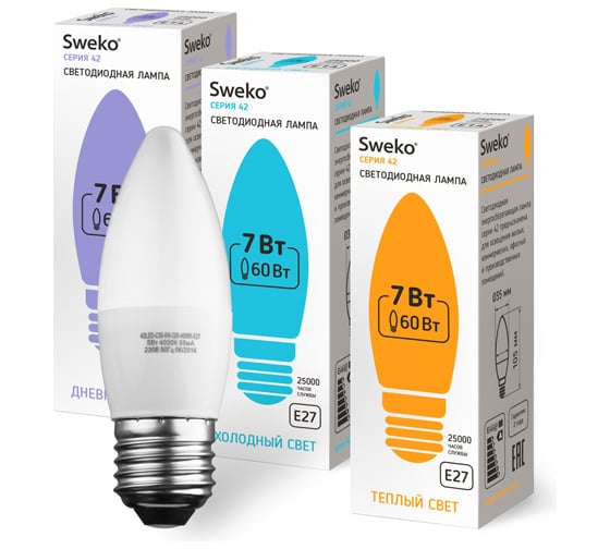 Светодиодная лампа Sweko 42LED-C35-7W-230-4000K-E27_5