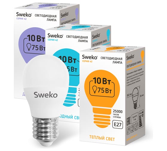 Светодиодная лампа Sweko 42LED-G45-10W-230-3000K-E27_5