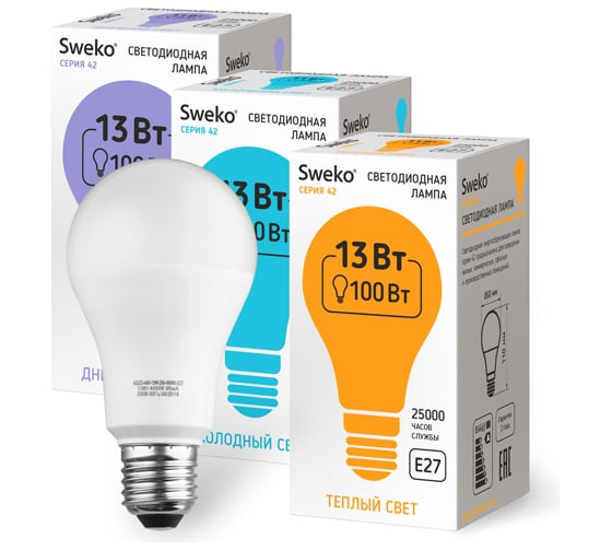 Светодиодная лампа Sweko 42LED-A60-13W-230-3000K-E27_5