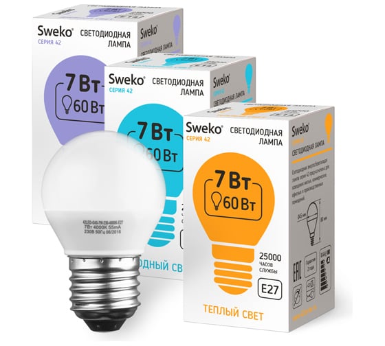Светодиодная лампа Sweko 42LED-G45-7W-230-3000K-E27_5