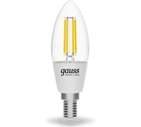 Умная Wi-fi филаментная лампочка Gauss, Smart Light DIM E14 C35 4,5 Вт 2700-6500K, диммируемая, управление голосом/смартфоном 1230112