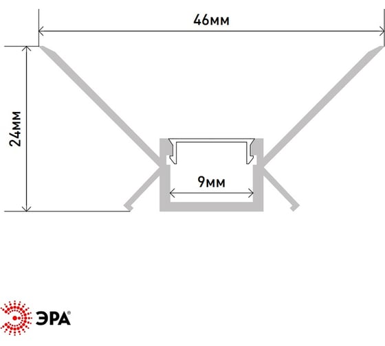 Комплект с анодированным профилем ЭРА под штукатурку 4624 для внутреннего угла 46x24мм 2,5м Б0062843