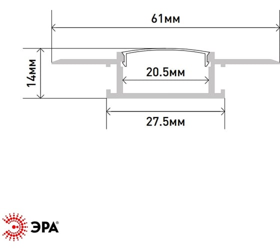 Комплект с анодированным профилем ЭРА под штукатурку 6114 61x14мм 2,5м Б0062776