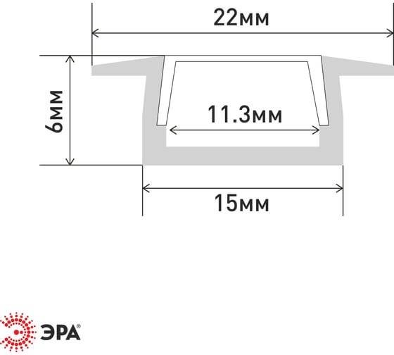 Комплект с врезным анодированным профилем ЭРА 22061m 22x6мм, 1м, серебристый САВ251 Б0062794