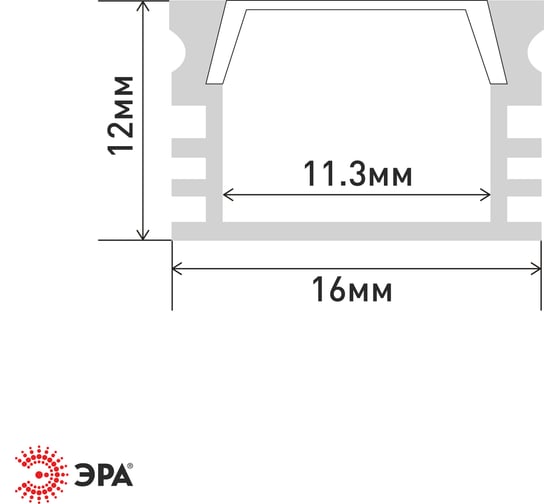 Комплект с накладным анодированным профилем ЭРА 16121m 16x12мм, 1м, серебристый САВ261 Б0062813