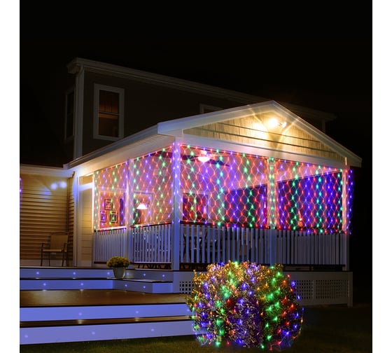 Электрогирлянда-конструктор VEGAS 24V, сеть, 144 разноцветных LED ламп, прозрачный провод 55109