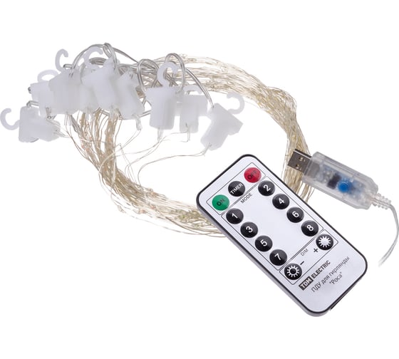 Светодиодная гирлянда TDM Роса - занавес, 2х2 м, 200LED, белый, ПДУ, USB, IP20 SQ0361-0087