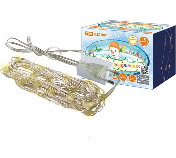 Светодиодная гирлянда TDM Роса 100, 100 LED, 10м, 3000К, 250 В SQ0361-0057
