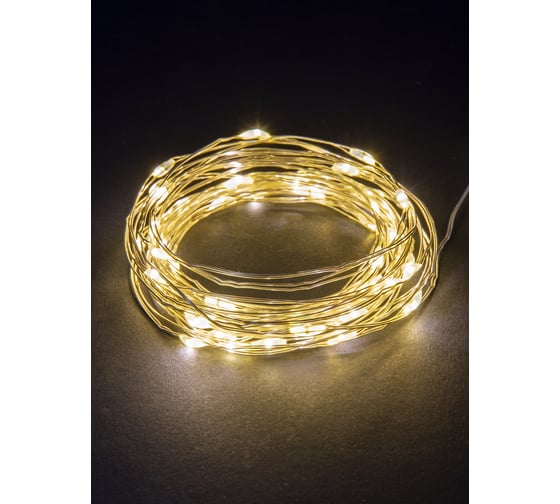 Светодиодная гирлянда TDM Роса 100, 100LED, 10м, 3000К, 2хCR2032 SQ0361-0056
