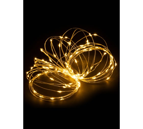 Светодиодная гирлянда TDM Роса 100, 100LED, 10м, 3000К, 3хАА SQ0361-0058