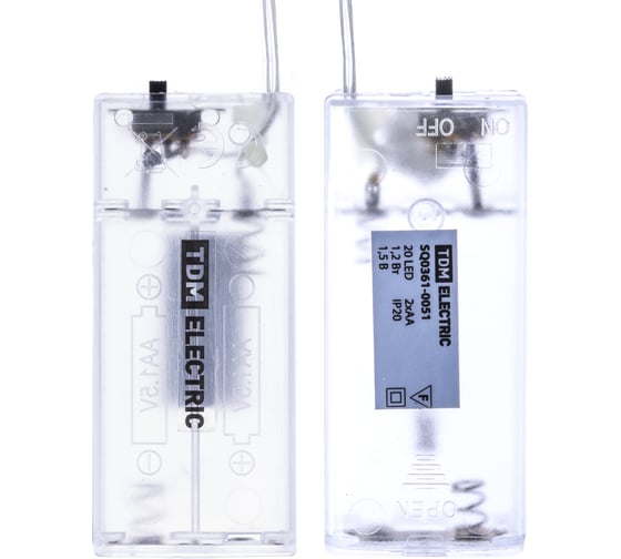 Светодиодная гирлянда TDM Роса 20, 20LED, 2м, 3000К, 2хАА SQ0361-0051