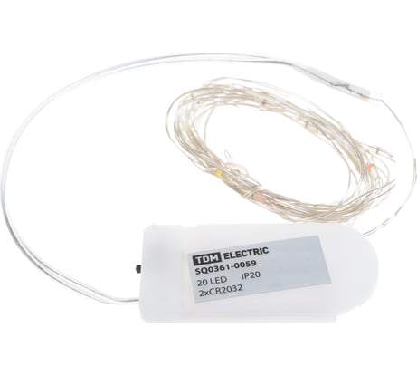 Светодиодная гирлянда TDM ELECTRIC Роса 20, 20LED, 2м, многоцветная, 2хCR2032 SQ0361-0059