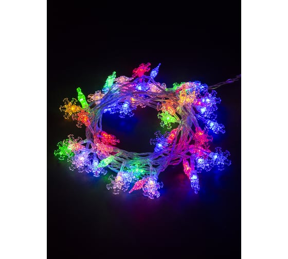 Светодиодная гирлянда TDM Снежинки, 50LED, 5м, 8 режимов, многоцветная, 250 В SQ0361-0047