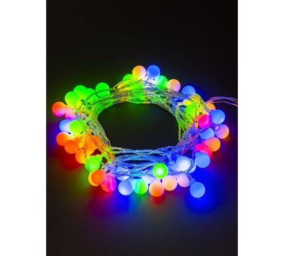 Светодиодная гирлянда TDM Шарики, 50 LED, 5м, 8 режимов, многоцветная, 250 В SQ0361-0046