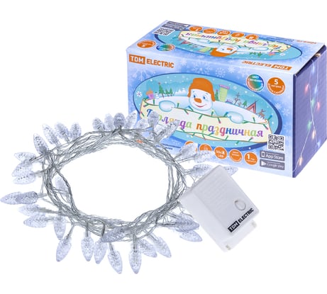 Светодиодная гирлянда TDM ELECTRIC Шишки, 50 LED, 5м, 8 режимов, многоцветная, 250 В SQ0361-0050