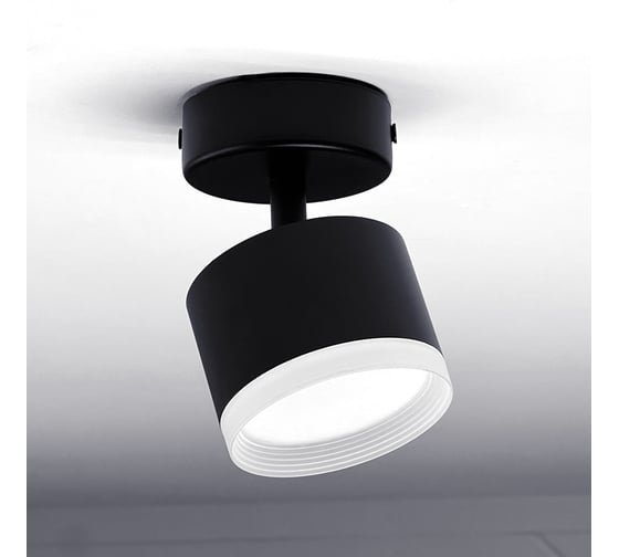 Светильник накладной truEnergy поворотный с матовым кольцом с цоколем GX53 D82xH60мм алюминий черный 21036