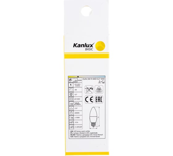 Светодиодная лампочка KANLUX DUN, 3W, R, SMD, E27, WW 23007