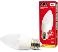 Светодиодная лампа RED B35 9W E27 3000K 800лм теплый белый свет свеча матовая 4606400206408