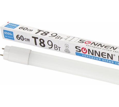 Светодиодная лампа SONNEN 9Вт, G13, трубка, 60см, холодный/белый, LED T8-9W-6500-G1 453716