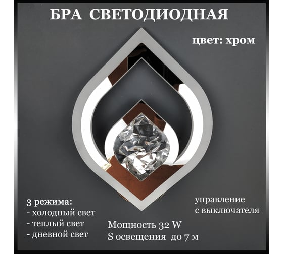 Бра JUPITER LIGHTING 32W, LED, 230V LI-9801/1 хром 1