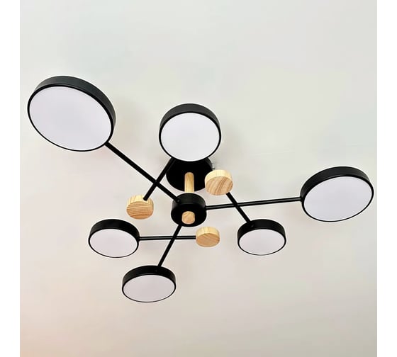 Люстра JUPITER LIGHTING 3000K-45W;6000K-45W;4000K-90W XI-3221/6 BK+WOOD