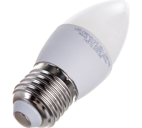 Светодиодная лампа IN HOME LED-СВЕЧА-VC 4Вт 230В Е27 6500К 360Лм 4690612033747