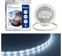 Cветодиодная LED лента FERON LS603, 60SMD(2835)/м 4.8Вт/м 5м IP20 12V 6500К 27603