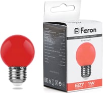 Лампа FERON LED 1вт Е27, красный, шар 25116