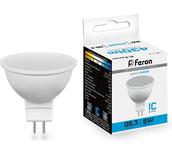 Светодиодная лампа FERON LB-24 MR16 G5.3 5W 6400K 25125