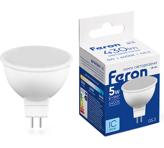 Светодиодная лампа FERON LB-24 MR16 G5.3 5W 6400K 25125