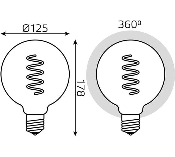 Лампа Gauss LED Filament Flexible G125-C Green E27 5W 190lm 1800K 125х178mm 1012802105