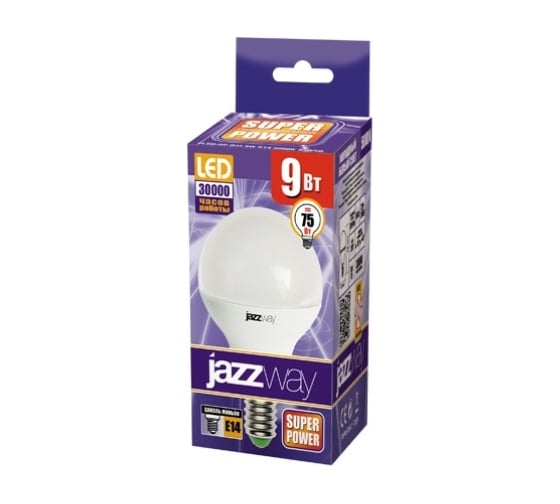 Светодиодная лампа Jazzway PLED-SP 9Вт G45 шар 5000К холодный белый E14 820лм 230В/50Гц 2859600A