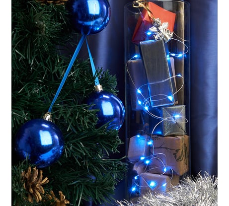 Гирлянда FERON CL57020 LED синий, батарейки 2 АА, IP 20, шнур 0,5м 32367