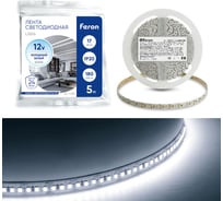 Светодиодная лента FERON LS616 180SMD 2835/m, 17W/m, 12V, 5m, 6500К 41280