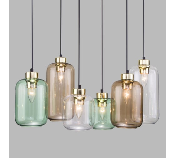 Подвесной светильник TK Lighting с плафонами 3328 Marco Green черный/золото a055963