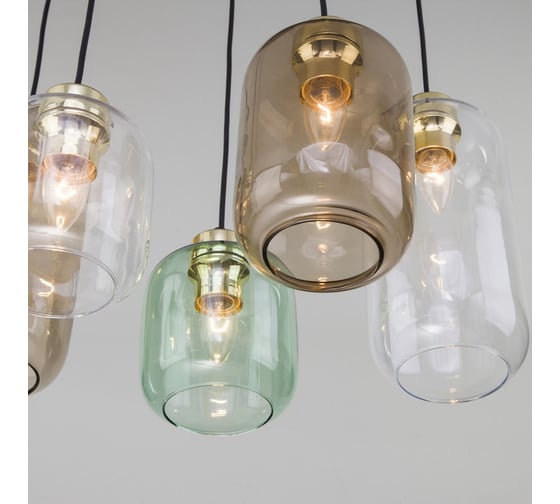 Подвесной светильник TK Lighting с плафонами 3328 Marco Green черный/золото a055963