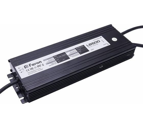 Трансформатор FERON LB500 DC24V, 200W, IP67, 244х80х32мм 25934